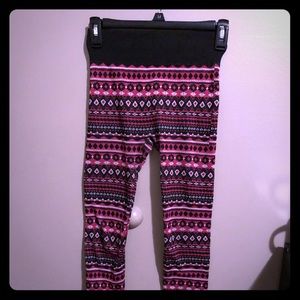 Pink and black fleece leggings